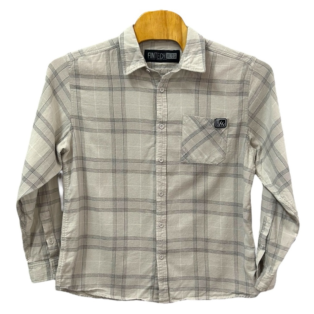 FinTech Men’s Plaid Long Sleeve‎ Button Down Shirt Sz XL